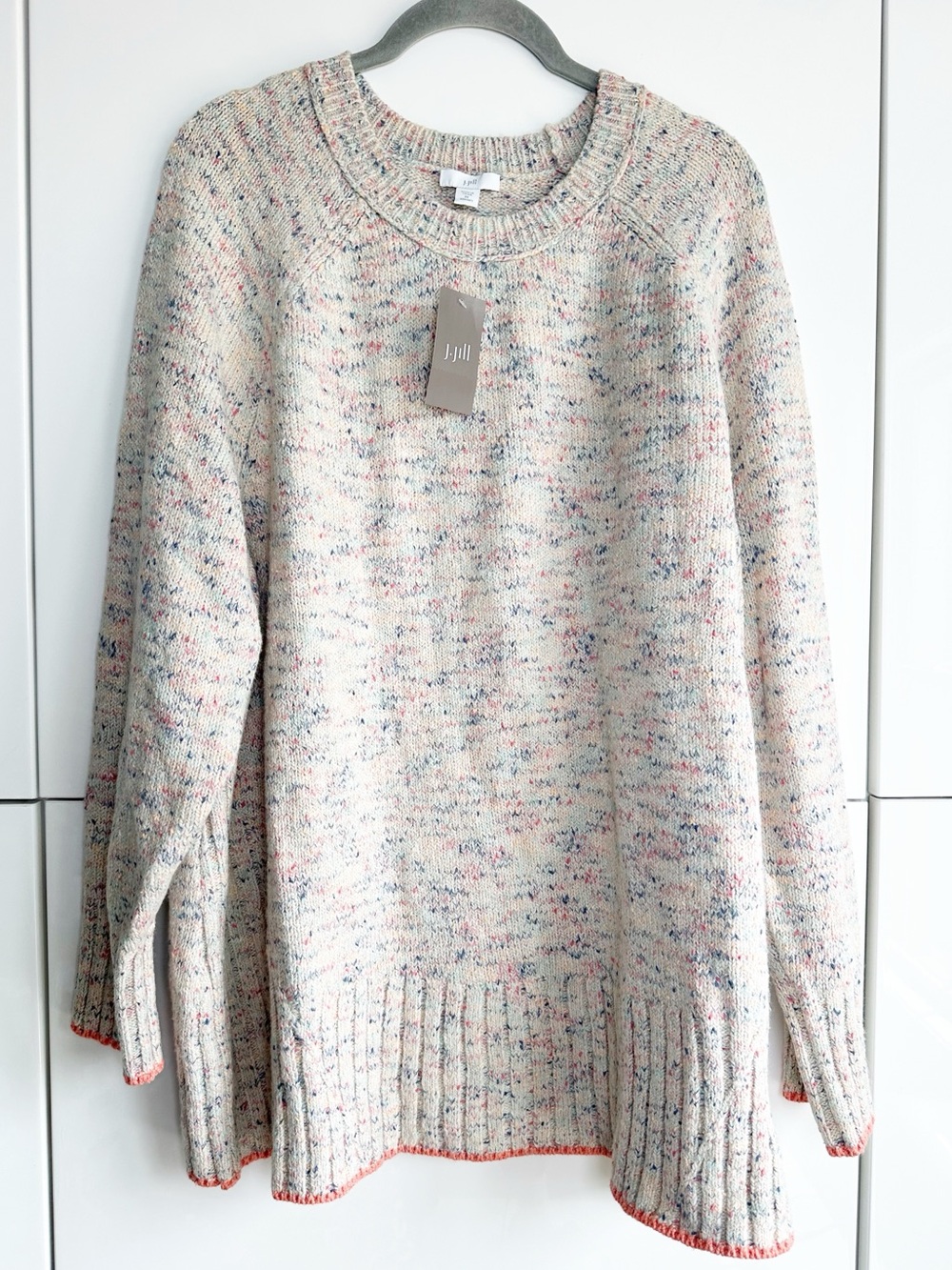 J. Jill Multicolor Confetti Specks Knit Raglan Sweater Size 2X Cottagecore NWT